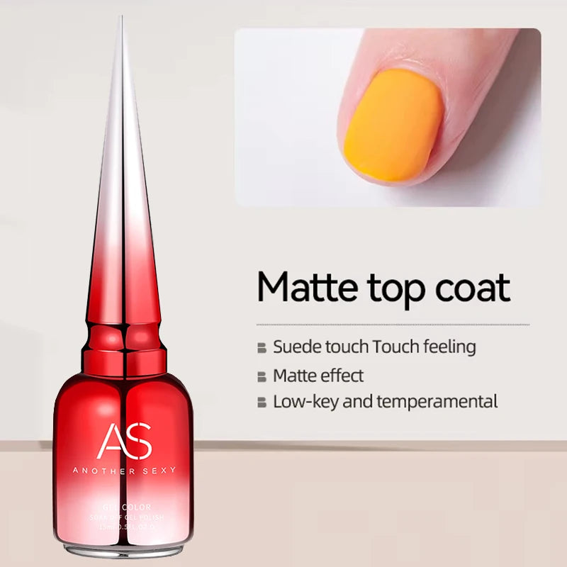 AS GEL Russian Matte Top Coat UV Gel Nail Polish 15ML Frosted Non Stick Powder Mat Top Coat No Wipe Semi Permanent Seal Gels Glowena shop