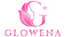 Pink stylized logo featuring a large letter G with a woman's profile and flower motif above the word GLOWENA on a white background.