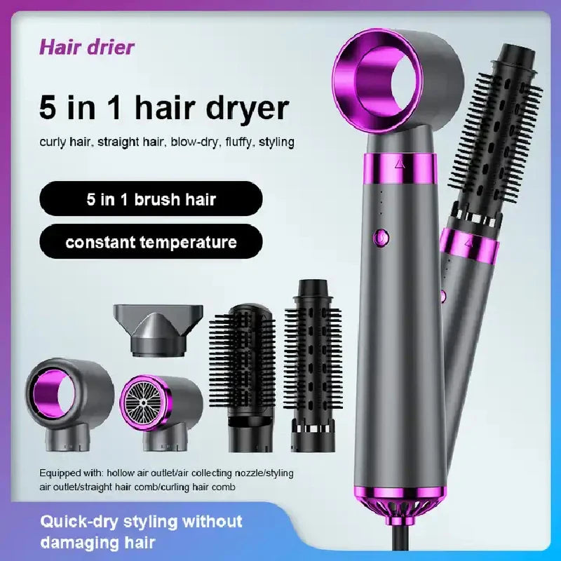 💖 5-in-1 Hot Air Hair Styling Brush & Blow Dryer