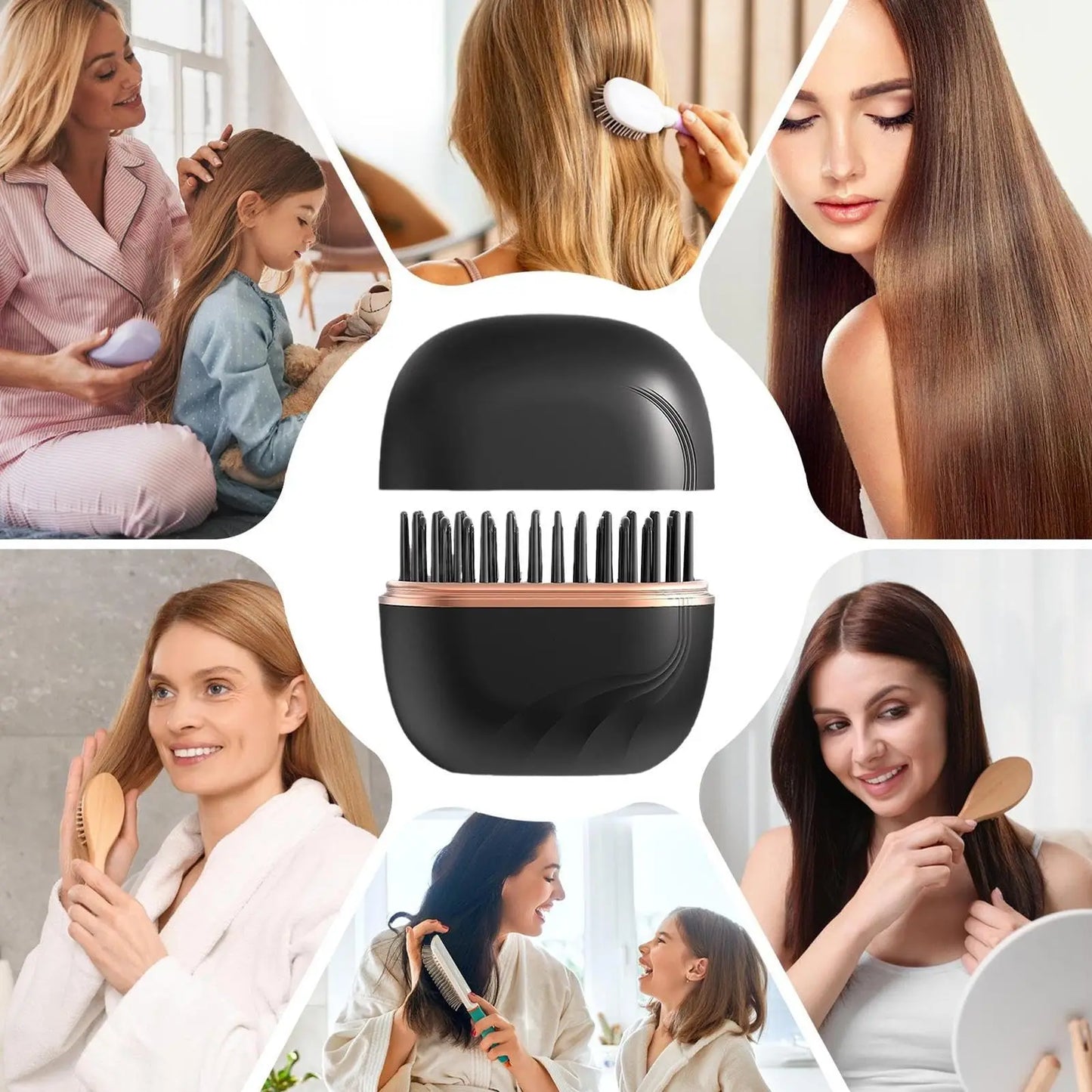 💇‍♀️ Mini Cordless Hair Straightener Brush – USB Rechargeable