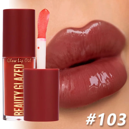 BEAUTY GLAZED 4 Color Moisturizing Lip Oil Moisturizing Lip Gloss Luminous Oil Lip Glos Liquid Lip Gloss, Natural Lip Enhancer Glowena shop