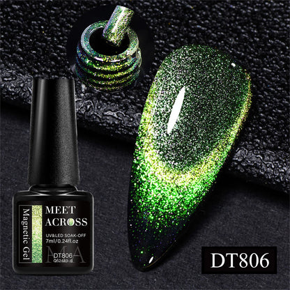 MEET ACROSS 7ml 9D Rainbow Cat Magnetic Gel Nail Polish For Nails Glitter Semi-Permanent UV Gel Nail Art Varnish Manicure Glowena shop