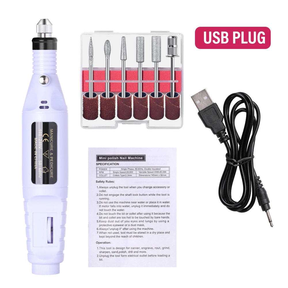 💖 YIKOOLIN Electric Nail Drill Kit – 20,000 RPM Nail File