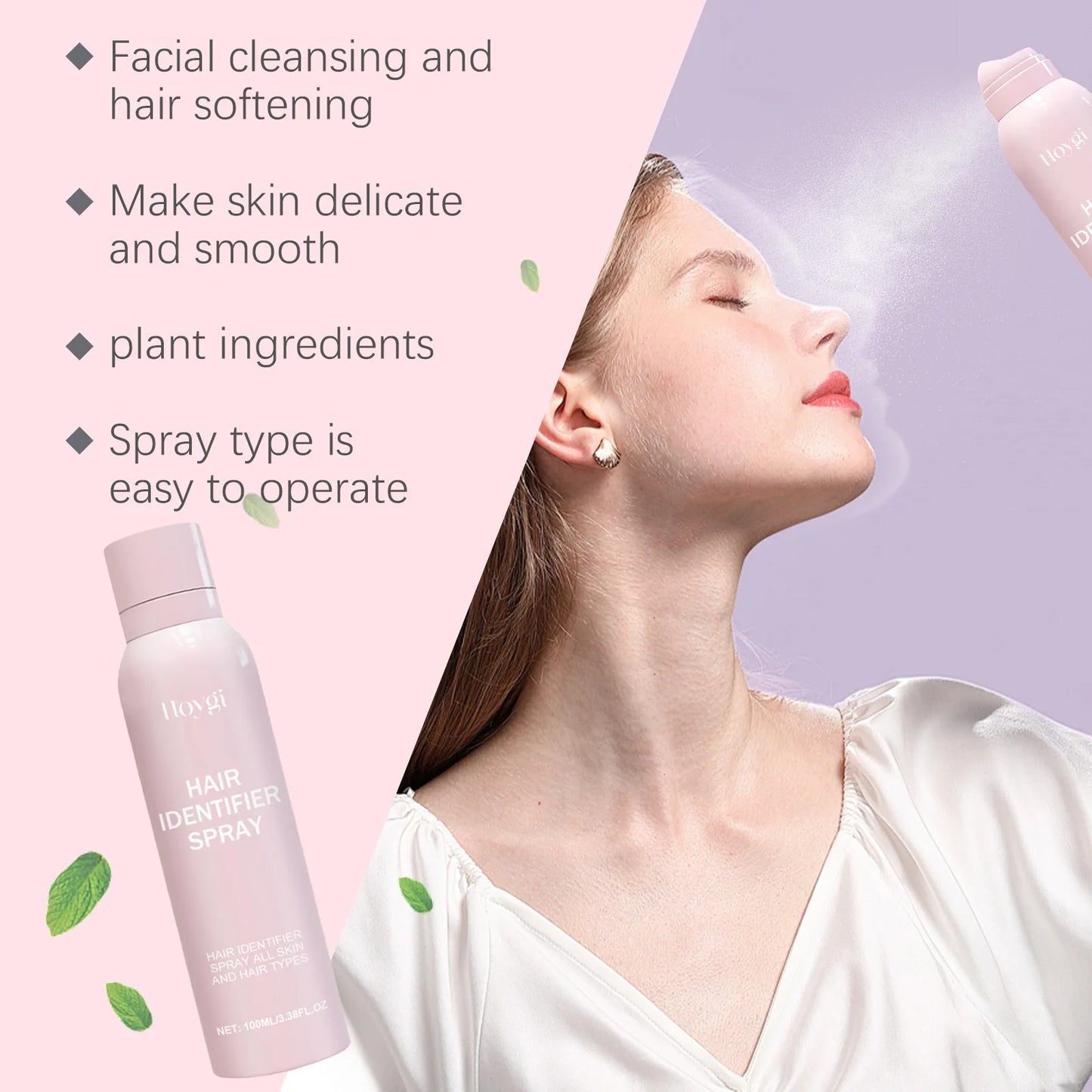 Hair Removal Spray Set for Gentle Facial Hair Care, 100ML Facial Hair Recognition Spray, 4 Eyebrow Trimmers for Smooth Skin Glowena shop