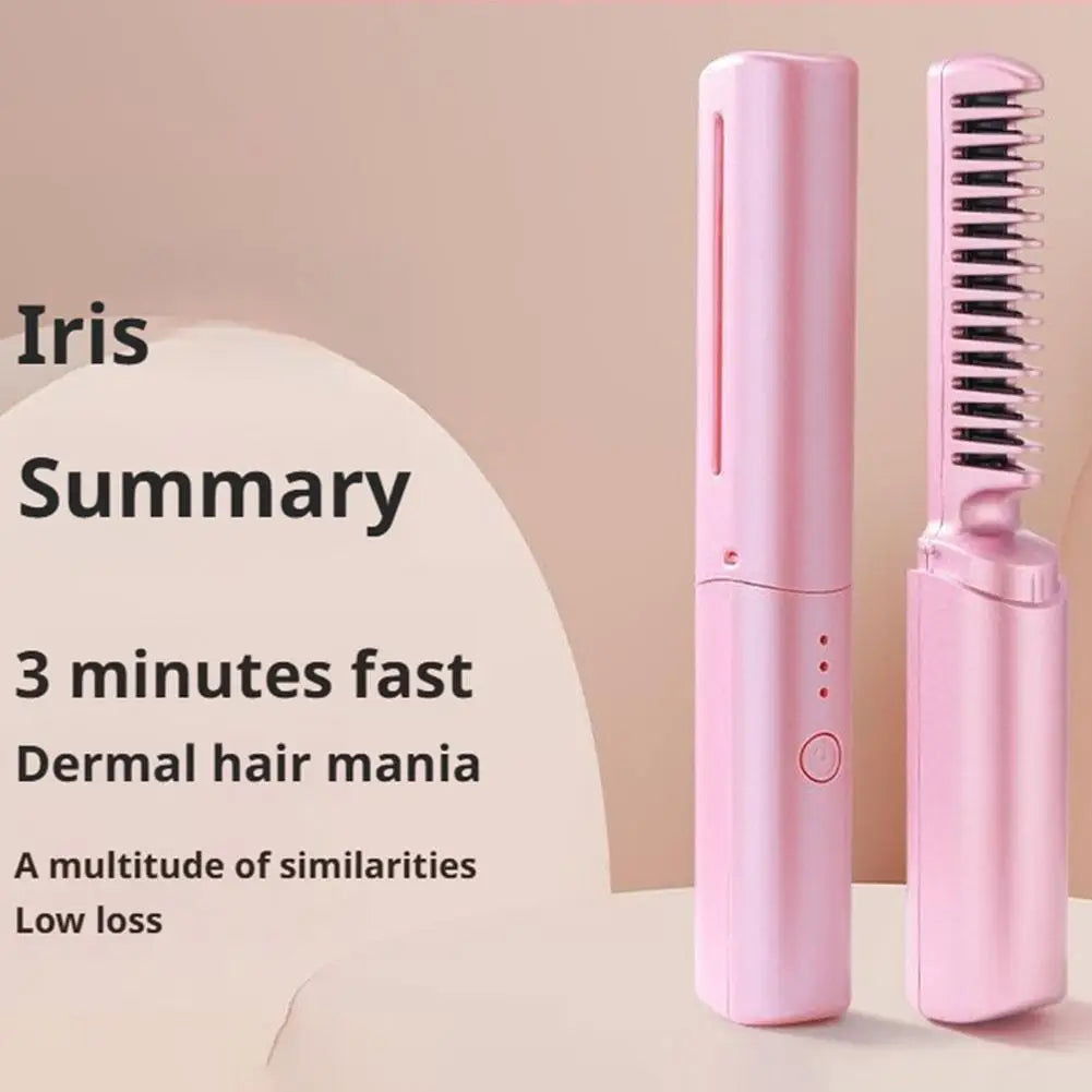💖 Mini Wireless Hair Straightener & Curler with USB Charging