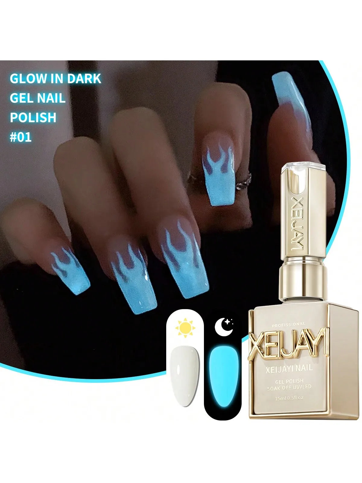 1Pc 15ML Glow in the Dark Gel Nail Polish - Luminous Top Coat for Home Salon Manicure and DIY - Long-Lasting and Durable Glowena shop