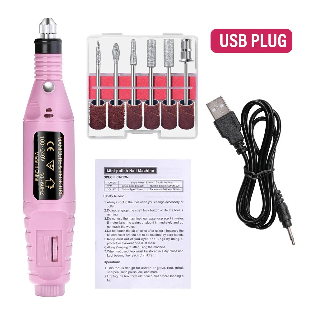 💖 YIKOOLIN Electric Nail Drill Kit – 20,000 RPM Nail File