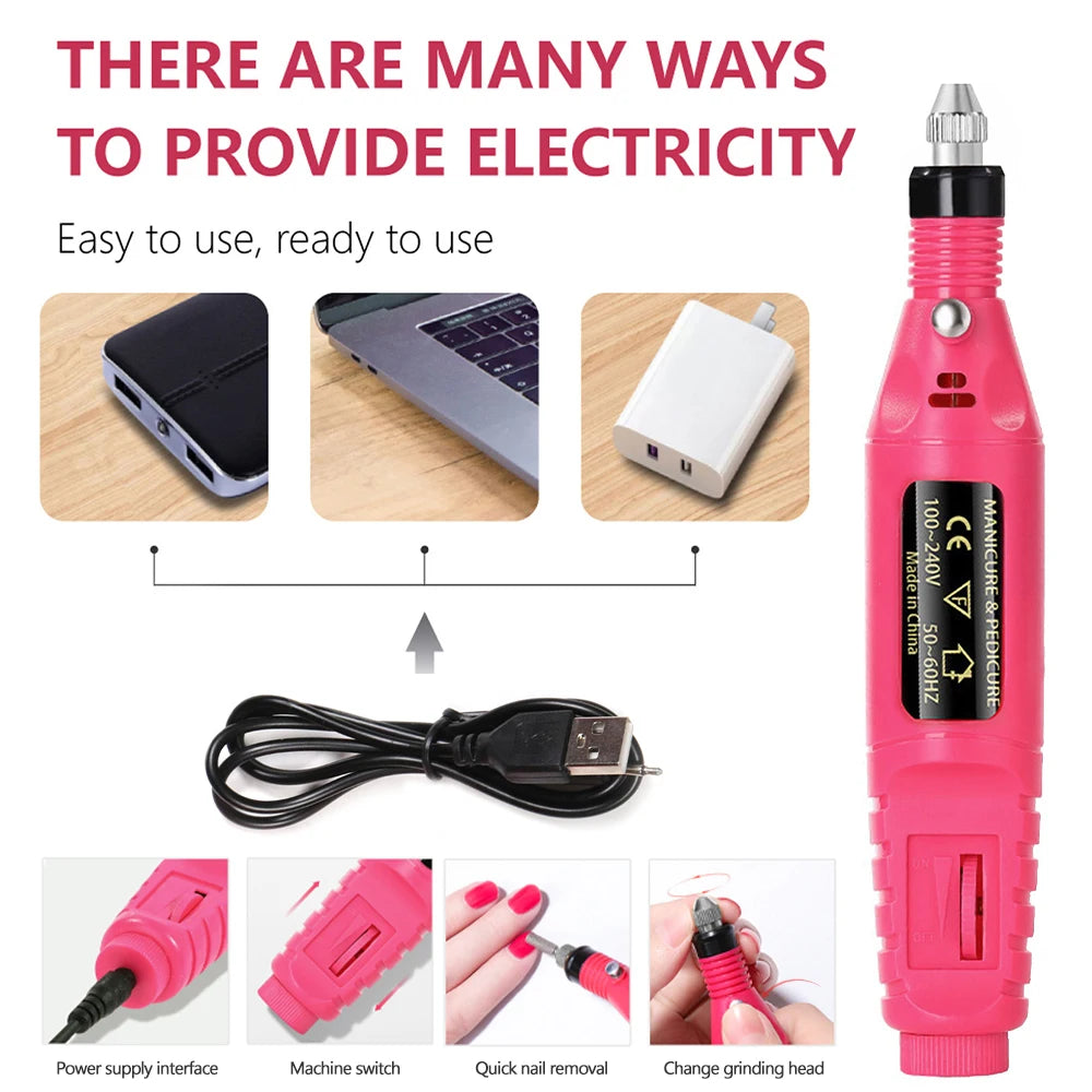 💖 YIKOOLIN Electric Nail Drill Kit – 20,000 RPM Nail File