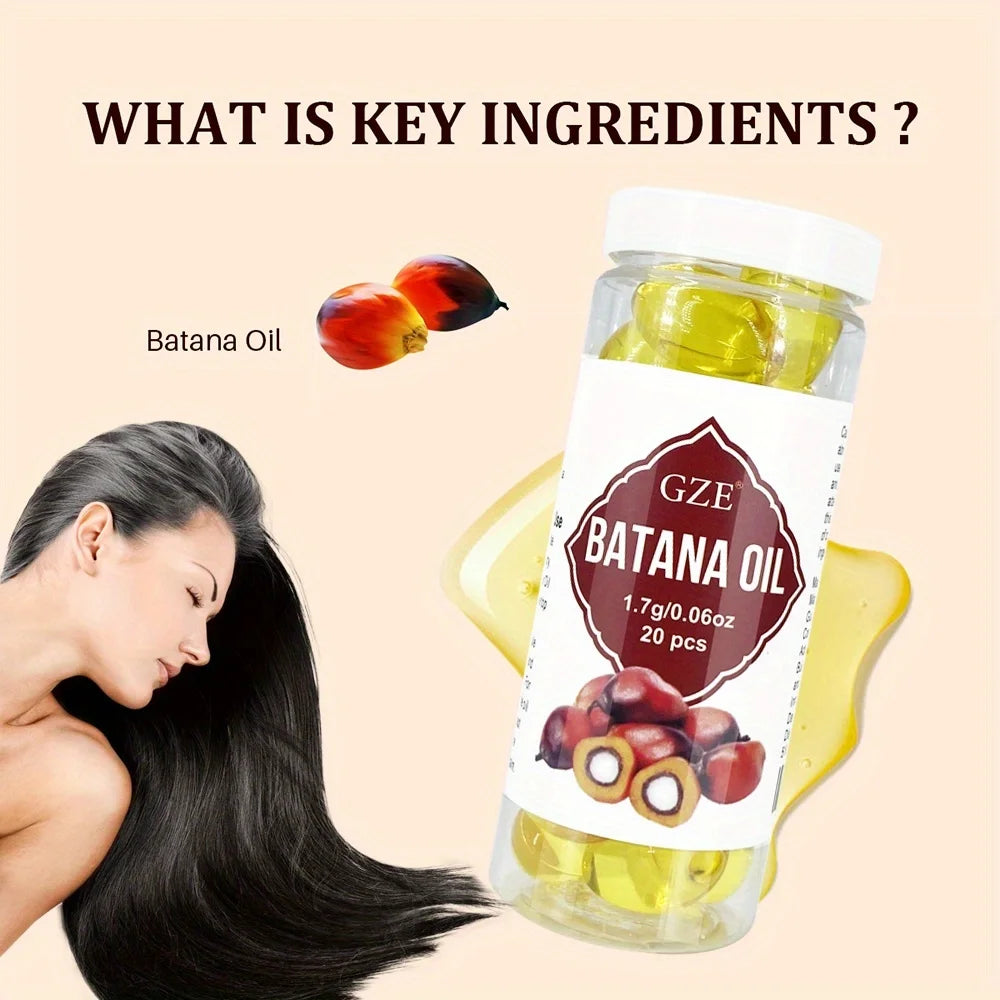 GZE Hair Batana Oil Capsule - Cold Pressed & Unrefined Oil for Hair, Strengthens Hair, Dry Damaged & Thin Hair - 20 Capsules Glowena shop