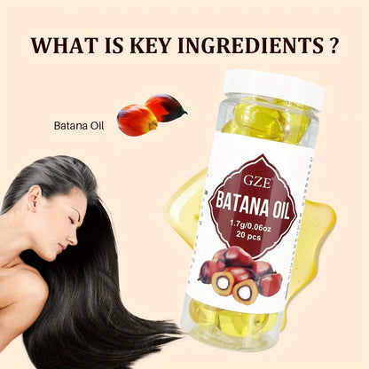 GZE Hair Batana Oil Capsule - Cold Pressed & Unrefined Oil for Hair, Strengthens Hair, Dry Damaged & Thin Hair - 20 Capsules Glowena shop