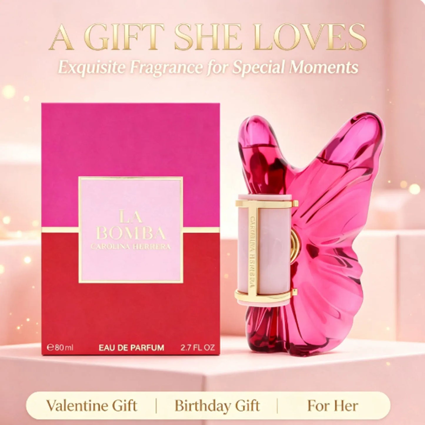 Carolina Herrera La Bomba Eau de Parfum Spray for Women 2.7oz Long Lasting Luxury Feminine Fragrance Daily Dating Perfume Gift Glowena shop