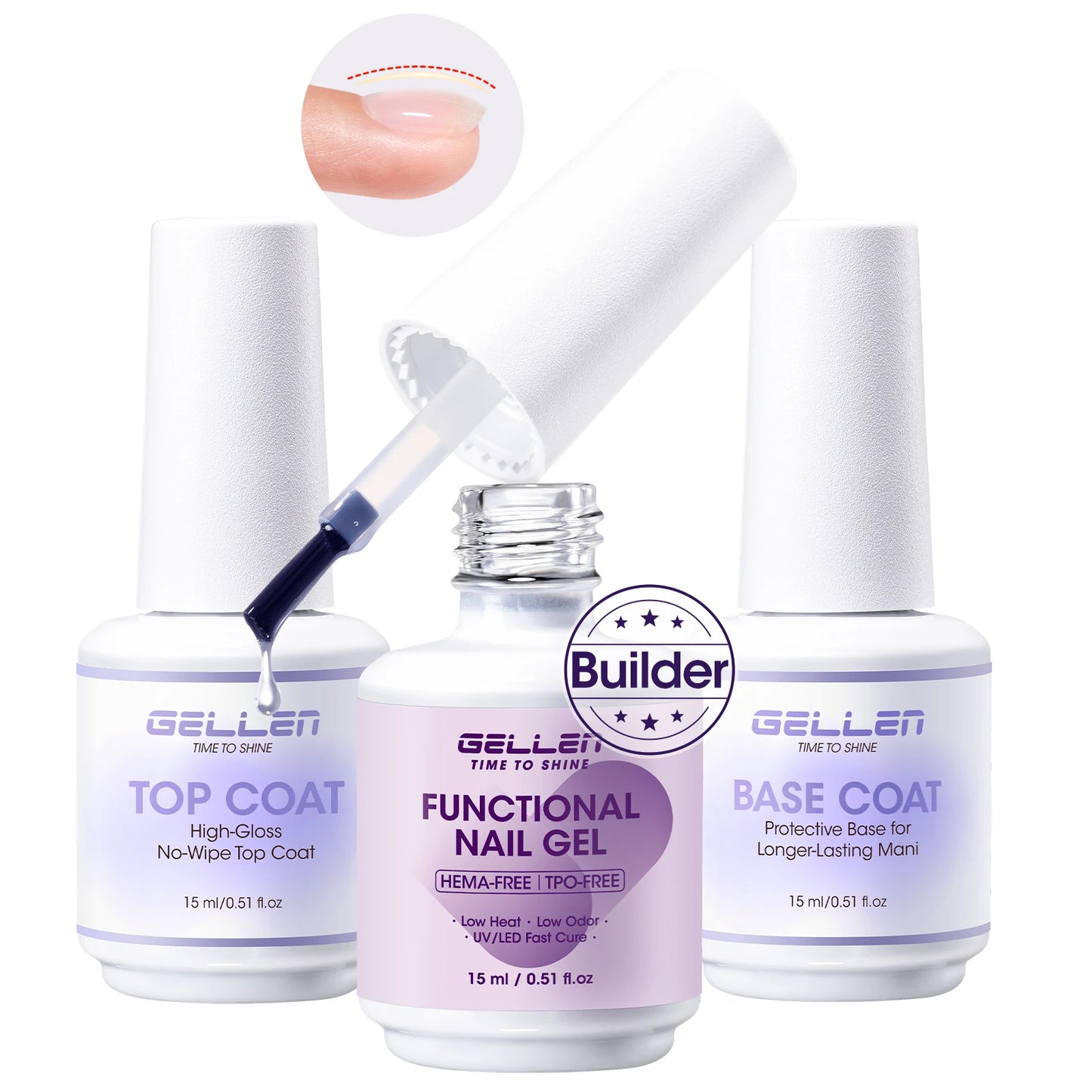 GELLEN Amethyst Builder Gel 20ml 4 in 1 Top Coat Nail Gel Nail Art Extension Apex Building Chrome Nails Professional Salon DIY Glowena shop