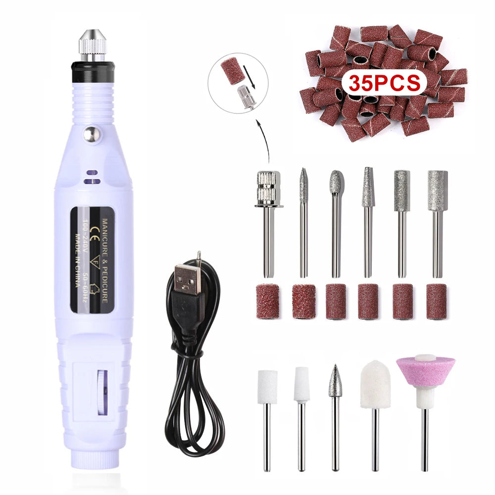 💖 YIKOOLIN Electric Nail Drill Kit – 20,000 RPM Nail File