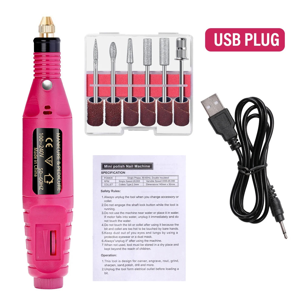 💖 YIKOOLIN Electric Nail Drill Kit – 20,000 RPM Nail File