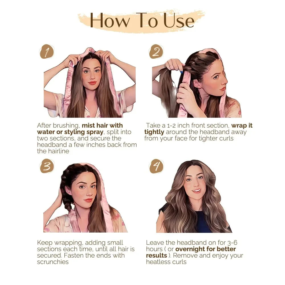 💖 Heatless Satin Hair Curling Set for Overnight Curls