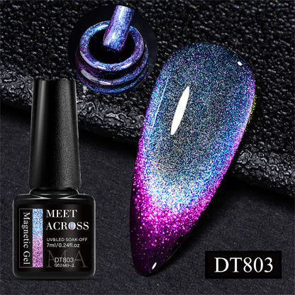 MEET ACROSS 7ml 9D Rainbow Cat Magnetic Gel Nail Polish For Nails Glitter Semi-Permanent UV Gel Nail Art Varnish Manicure Glowena shop