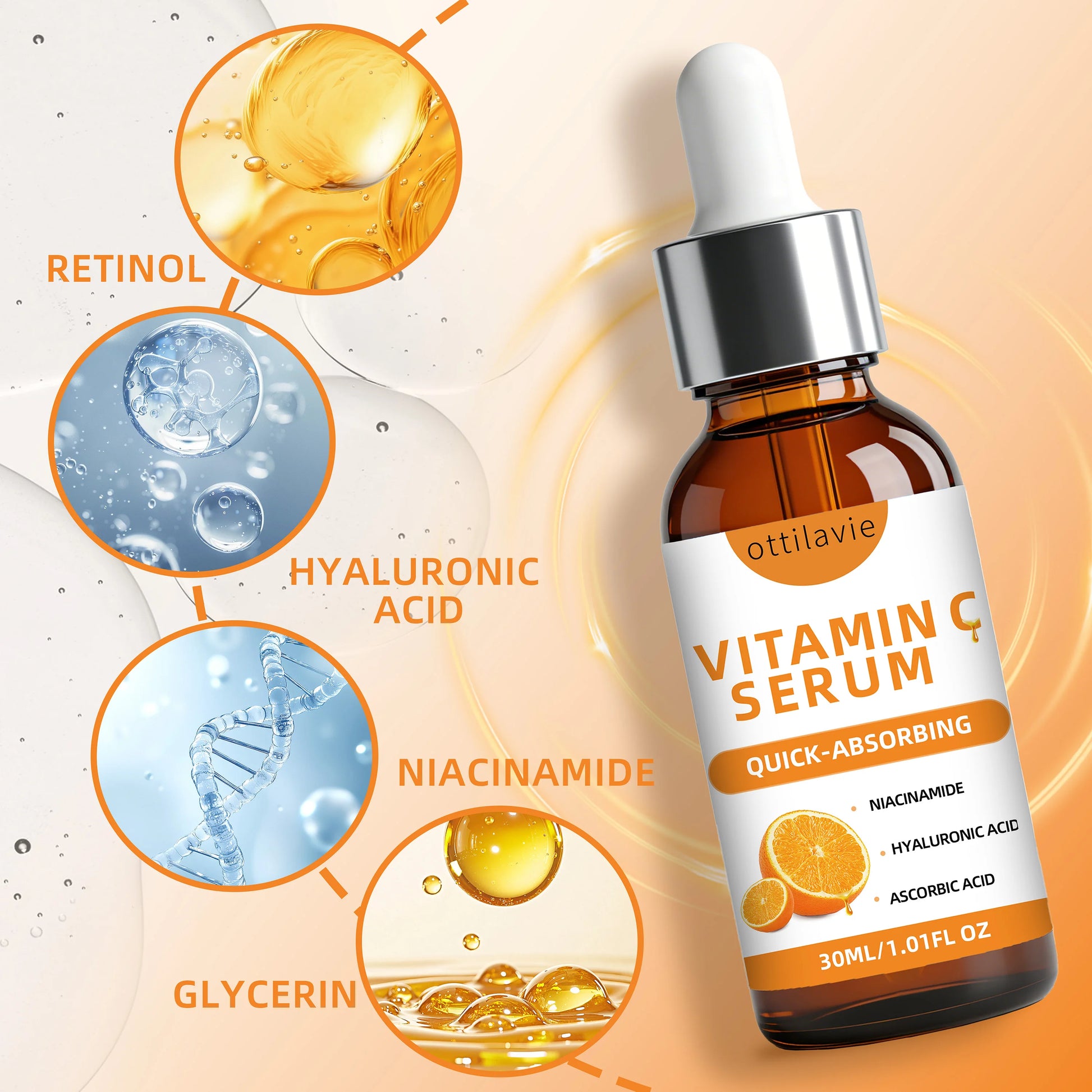 2pcs Ottilavie Vitamin C Serum-Deep Moisturizing Essence,Lifting&Firming Skin,Lightweight Non-Greasy, Unisex, For All Skin Types Glowena shop