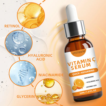 2pcs Ottilavie Vitamin C Serum-Deep Moisturizing Essence,Lifting&Firming Skin,Lightweight Non-Greasy, Unisex, For All Skin Types Glowena shop
