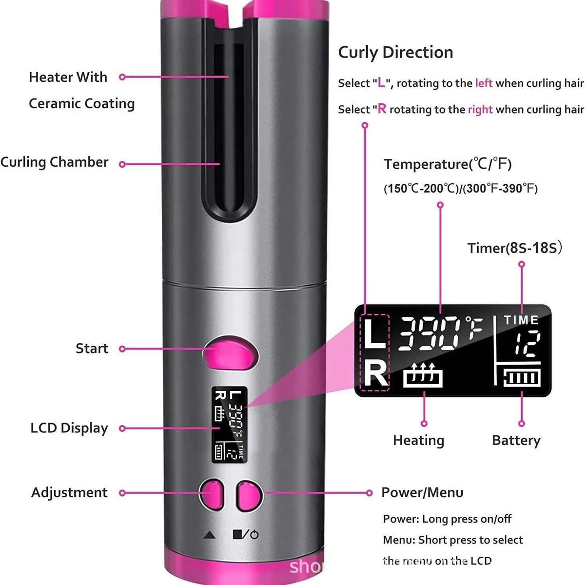 💖 Automatic Cordless Hair Curler with Fast Heating