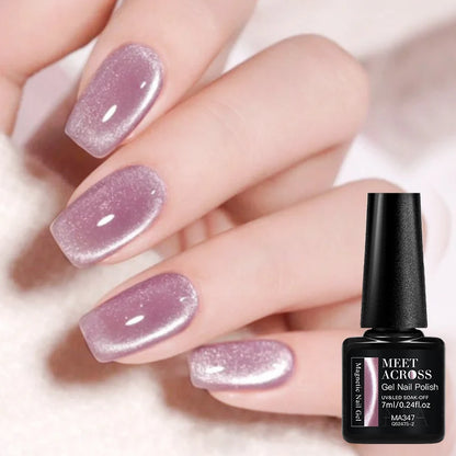 MEET ACROSS 7ml 9D Rainbow Cat Magnetic Gel Nail Polish For Nails Glitter Semi-Permanent UV Gel Nail Art Varnish Manicure Glowena shop