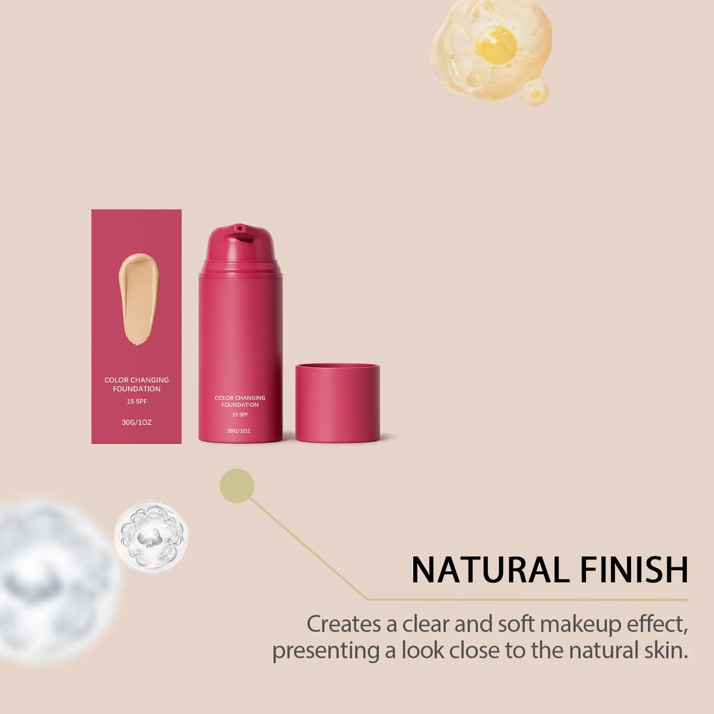 Natural Warm Tone Foundation, Facial Evening Tone, Soft Makeup Finish, Long-Lasting Radiance, Delicate & Sheer Texture Glowena shop