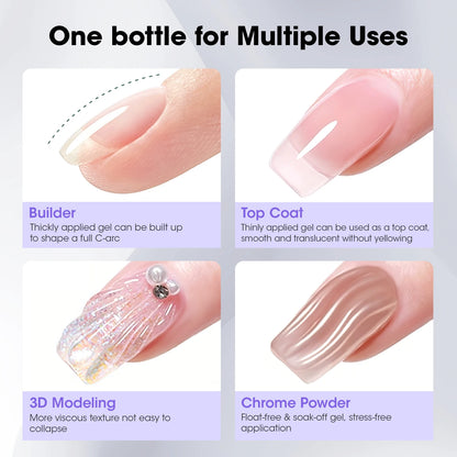 GELLEN Amethyst Builder Gel 20ml 4 in 1 Top Coat Nail Gel Nail Art Extension Apex Building Chrome Nails Professional Salon DIY Glowena shop