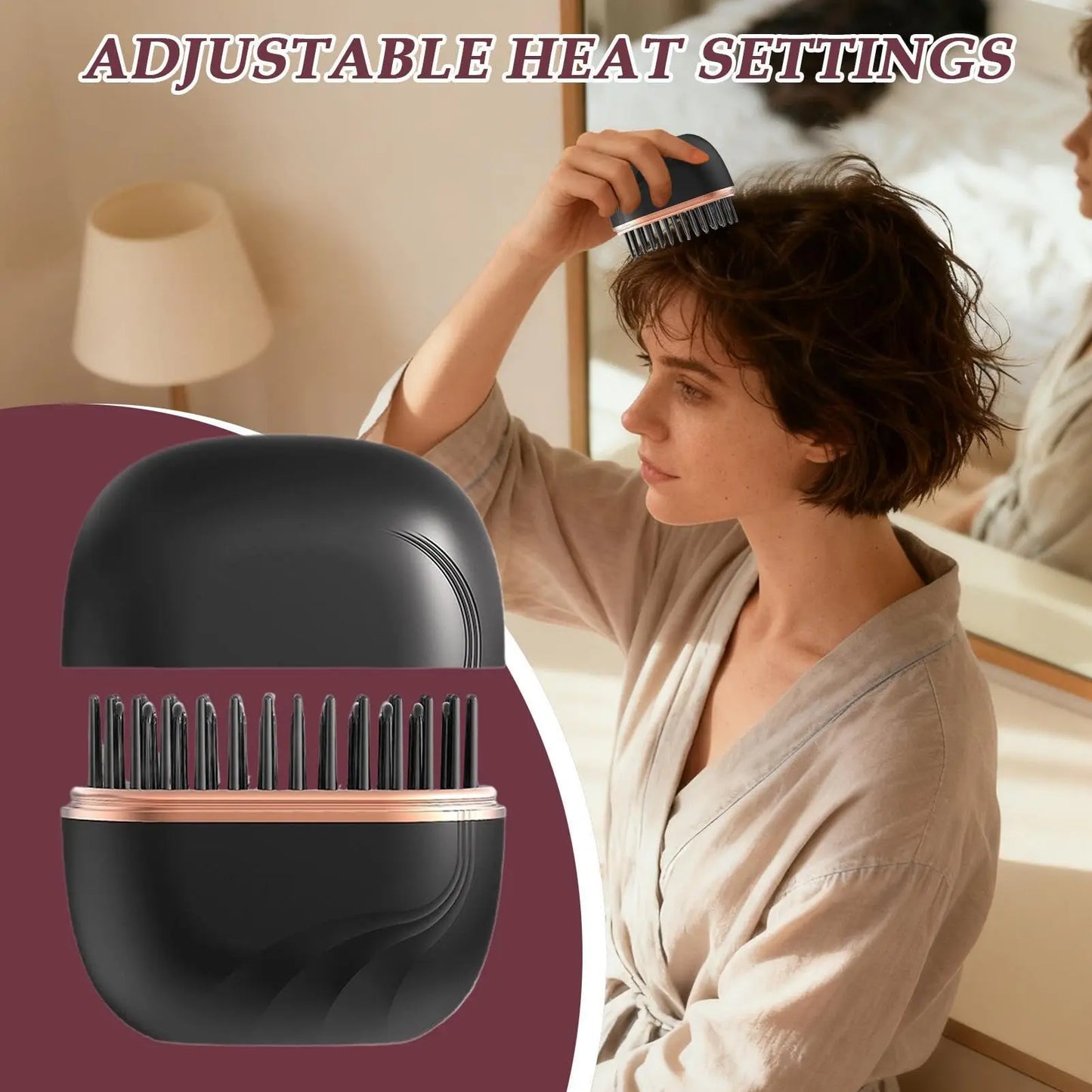 💇‍♀️ Mini Cordless Hair Straightener Brush – USB Rechargeable