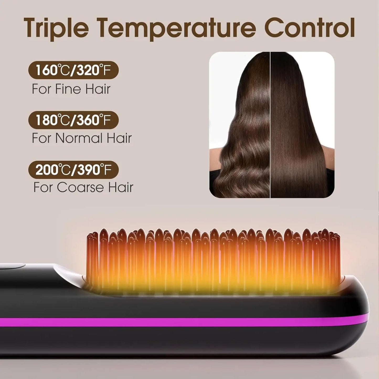 💖 Cordless Hair Straightener Brush with LCD Display ⭐