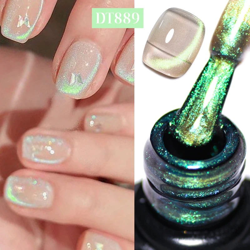 MEET ACROSS 7ml 9D Rainbow Cat Magnetic Gel Nail Polish For Nails Glitter Semi-Permanent UV Gel Nail Art Varnish Manicure Glowena shop