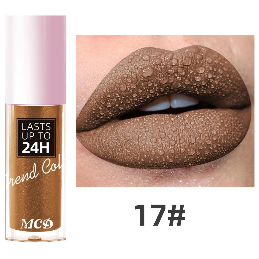 1PC Dark Brown Matte Velvet Lip Gloss Waterproof Liquid Lipstick 22 Colors Lips Korean Makeup for Lip Tint Lip Glaze Cosmetics Glowena shop