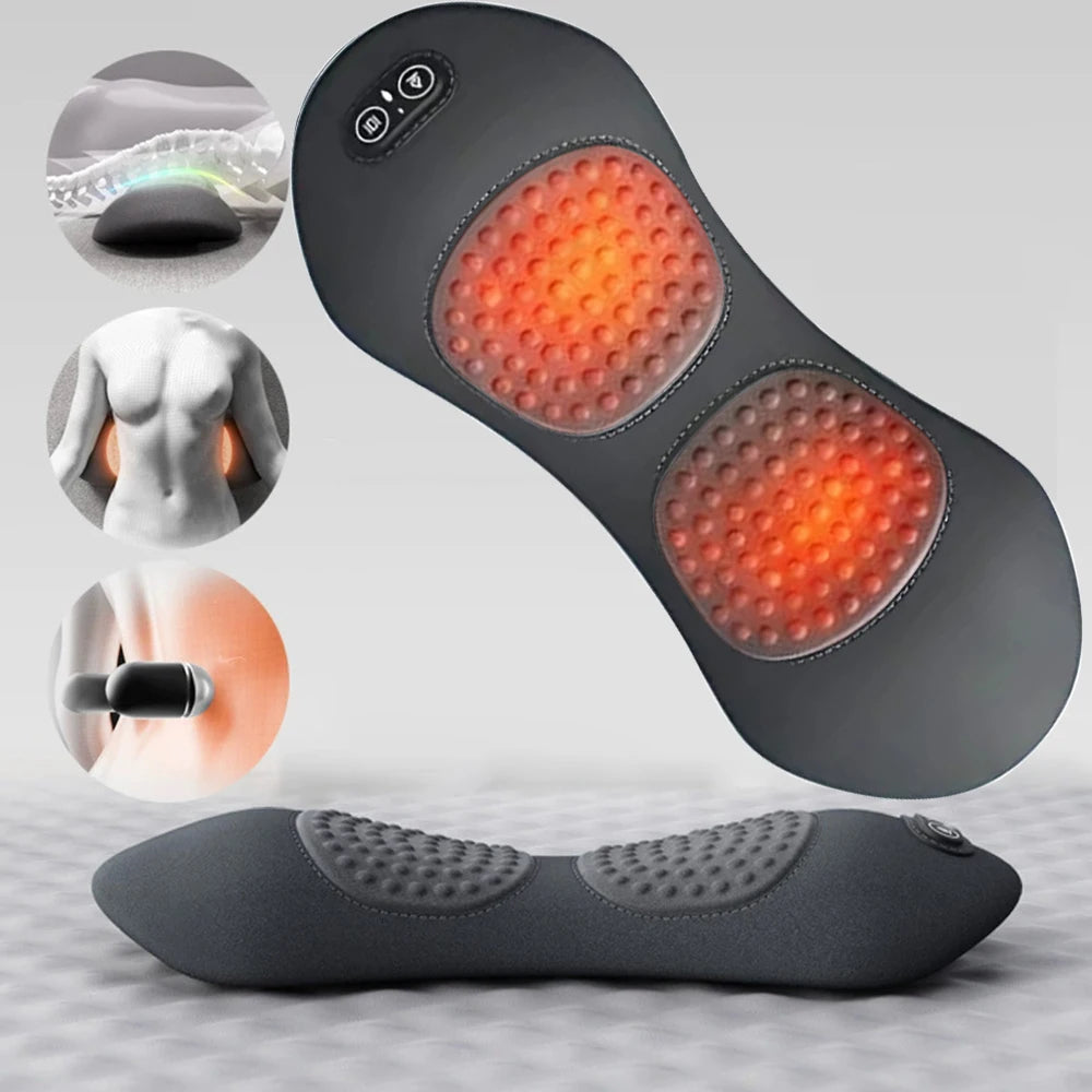 Heating Vibration Massage Pillow Electric Lumbar Support Pad Bed Sleeping Waist Protection Cushion Lying Flat Waist Pain Relief Glowena shop