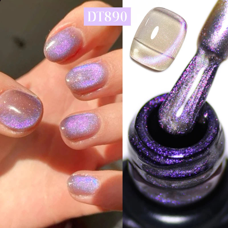 MEET ACROSS 7ml 9D Rainbow Cat Magnetic Gel Nail Polish For Nails Glitter Semi-Permanent UV Gel Nail Art Varnish Manicure Glowena shop