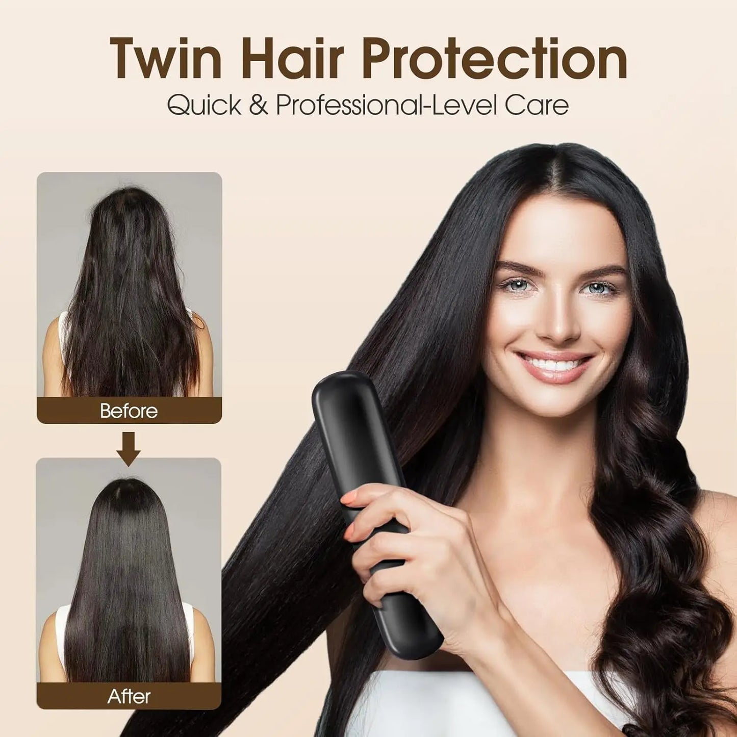 💖 Cordless Hair Straightener Brush with LCD Display ⭐