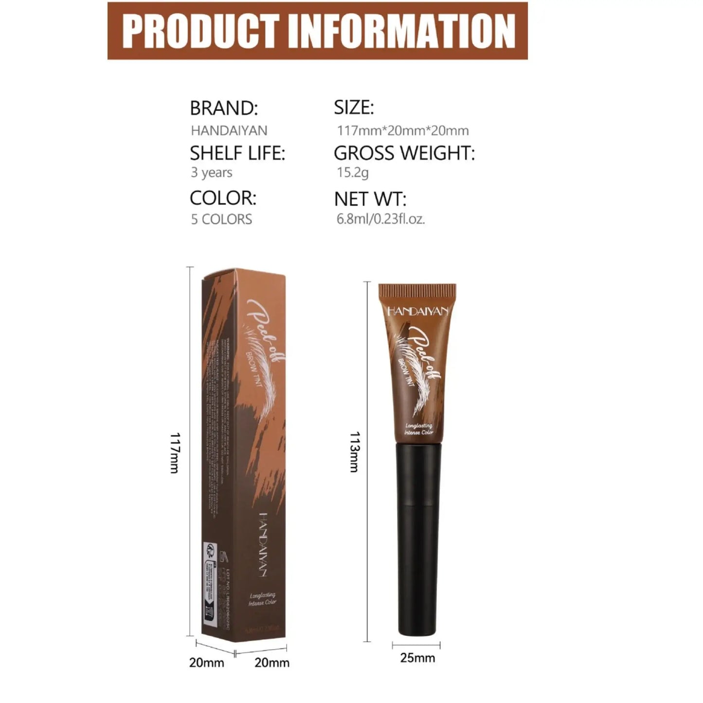 💄 Peel-Off Waterproof Eyebrow Tint Gel