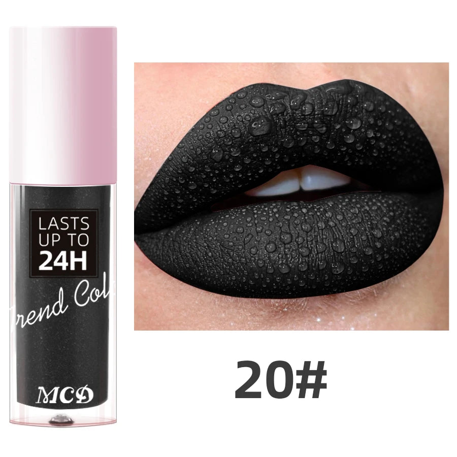 1PC Dark Brown Matte Velvet Lip Gloss Waterproof Liquid Lipstick 22 Colors Lips Korean Makeup for Lip Tint Lip Glaze Cosmetics Glowena shop