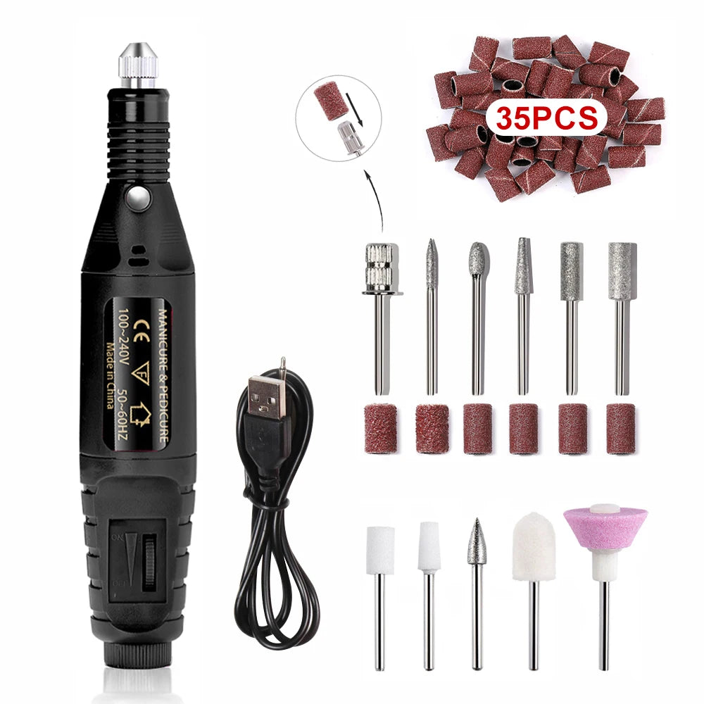 💖 YIKOOLIN Electric Nail Drill Kit – 20,000 RPM Nail File