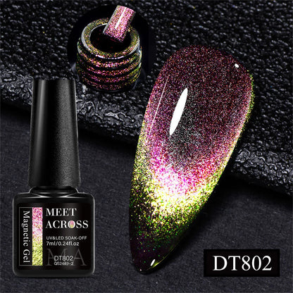 MEET ACROSS 7ml 9D Rainbow Cat Magnetic Gel Nail Polish For Nails Glitter Semi-Permanent UV Gel Nail Art Varnish Manicure Glowena shop