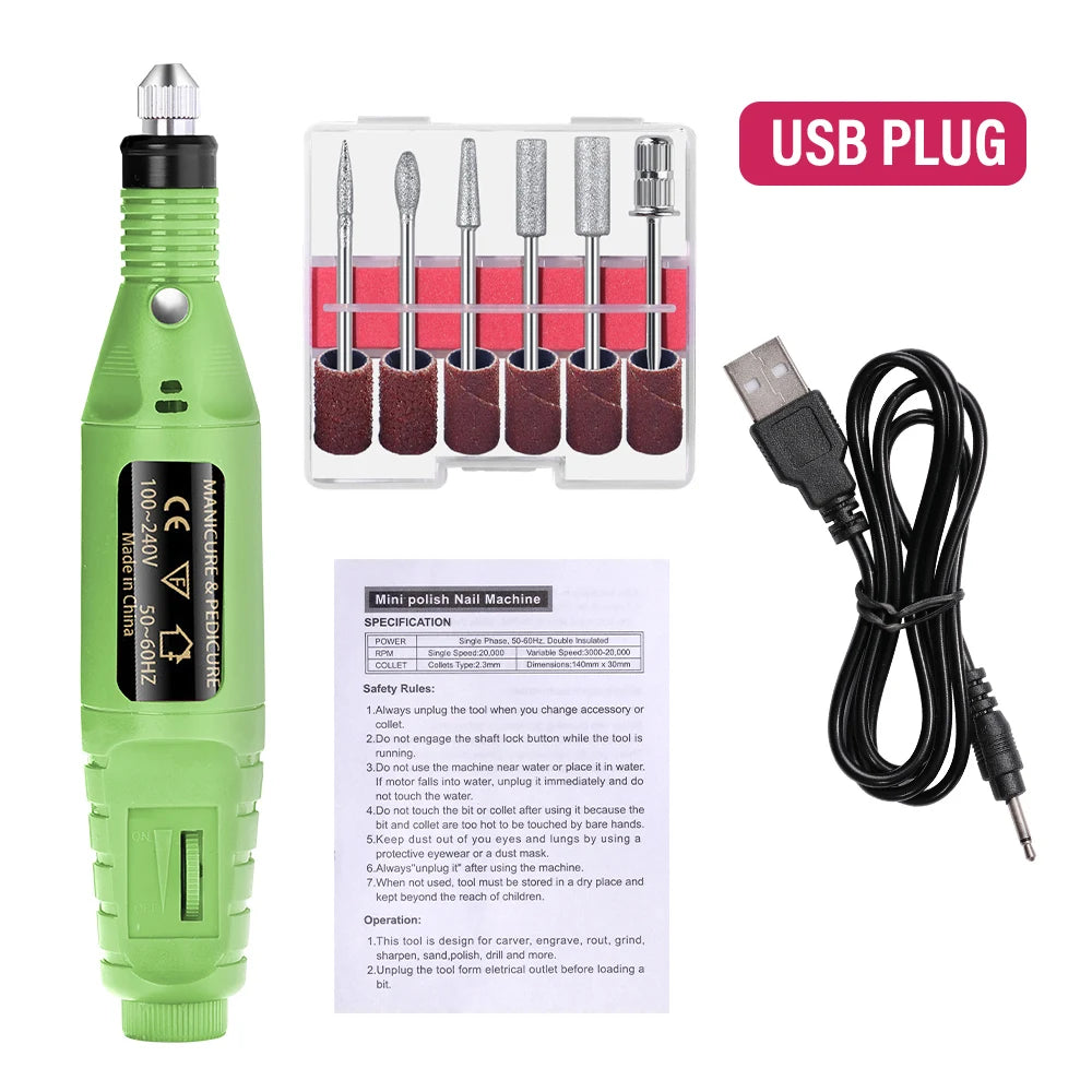💖 YIKOOLIN Electric Nail Drill Kit – 20,000 RPM Nail File