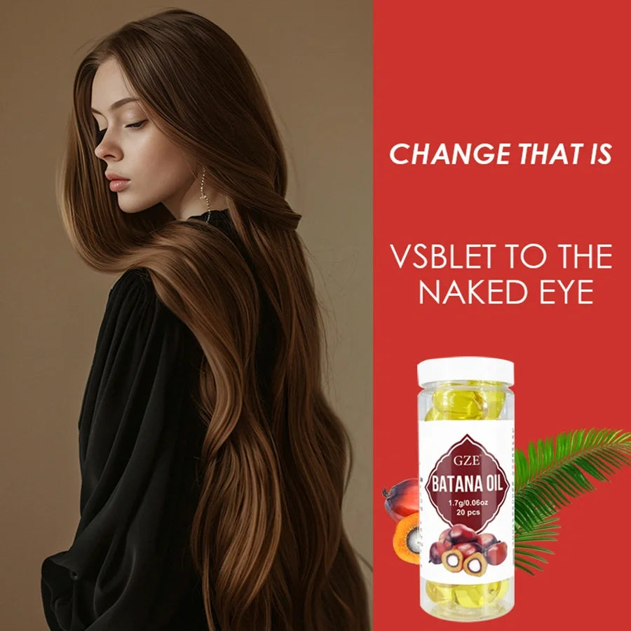 GZE Hair Batana Oil Capsule - Cold Pressed & Unrefined Oil for Hair, Strengthens Hair, Dry Damaged & Thin Hair - 20 Capsules Glowena shop