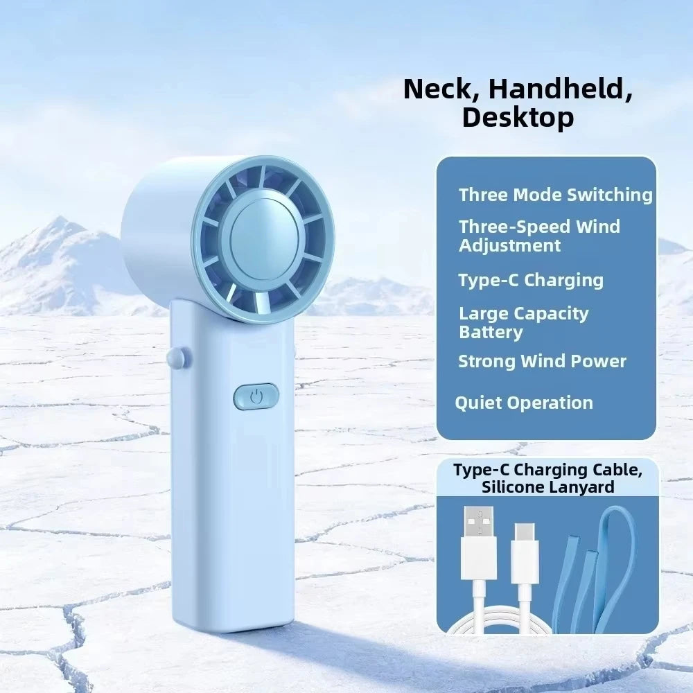 🌬️ Mini Portable Neck Fan – USB Rechargeable & Foldable