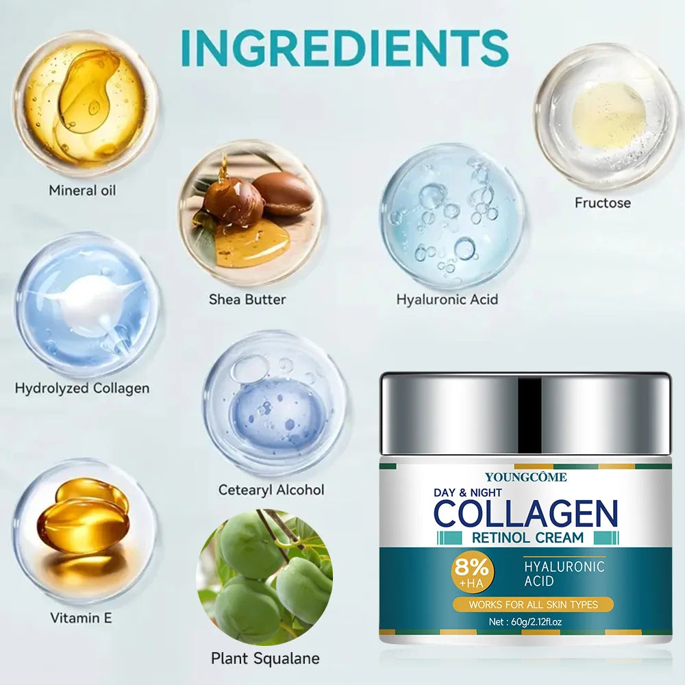 YOUNGCOME Retinol Cream Hyaluronic Acid Skin Care Anti-Wrinkle Moisturizing Anti-Aging Night Shrink Pores Whitening Smooth Glowena shop