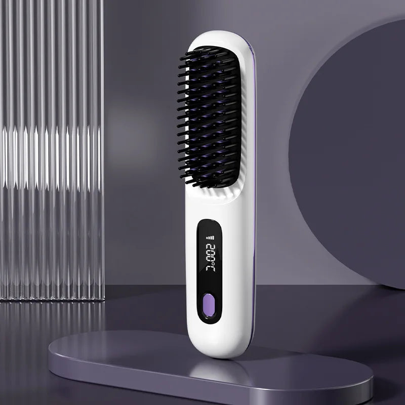 💖 Cordless Hair Straightener Brush with LCD Display ⭐