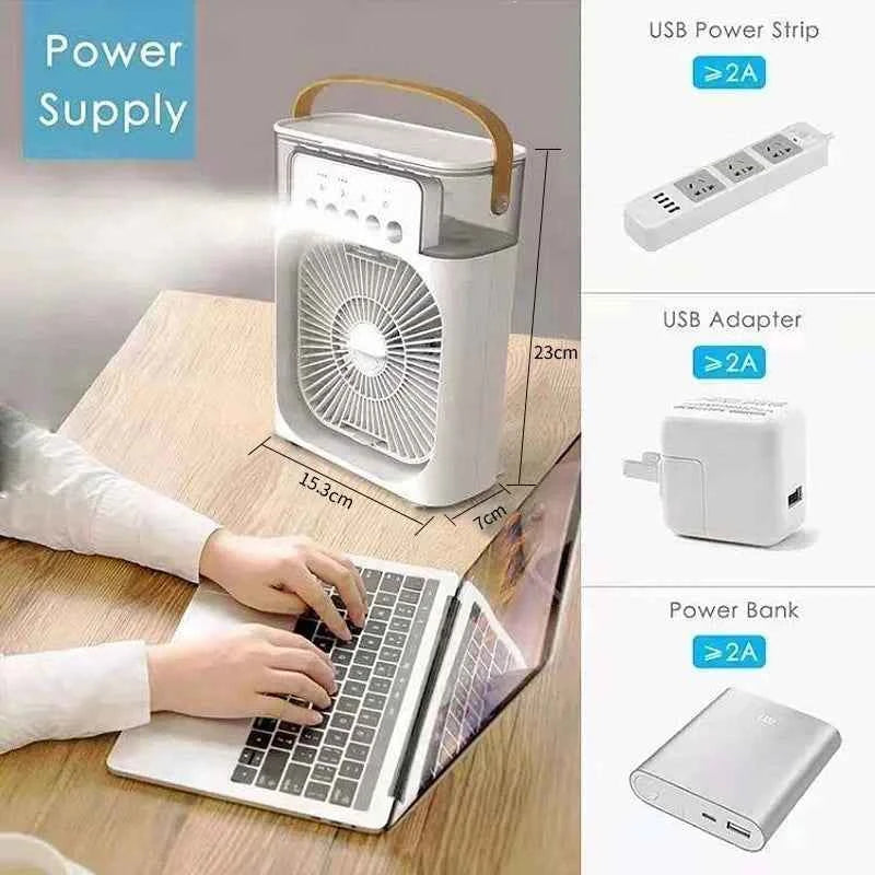 🌬️ 3-in-1 Portable Air Cooler with Humidifier & LED Light