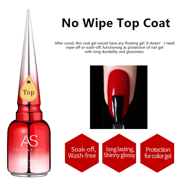 AS GEL Russian Matte Top Coat UV Gel Nail Polish 15ML Frosted Non Stick Powder Mat Top Coat No Wipe Semi Permanent Seal Gels Glowena shop
