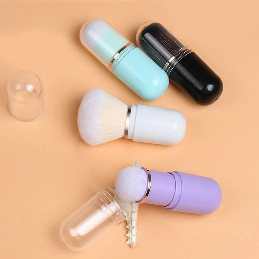 Hot Retractable Retractable Kabuki Brush Capsule-shape Multifunctional Travel Makeup Brush Cute Nail Powder Brush for Blusher Glowena shop