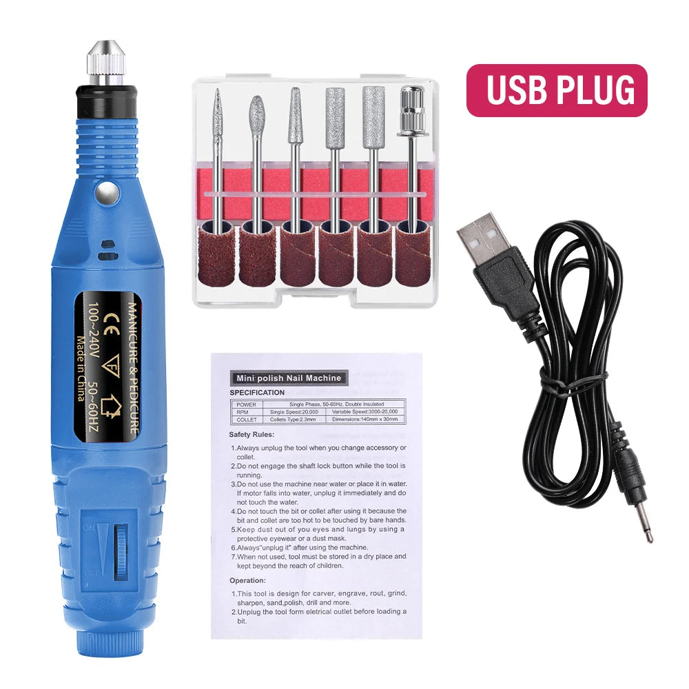 💖 YIKOOLIN Electric Nail Drill Kit – 20,000 RPM Nail File