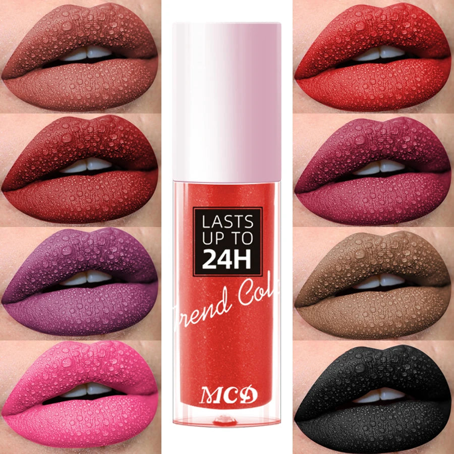 1PC Dark Brown Matte Velvet Lip Gloss Waterproof Liquid Lipstick 22 Colors Lips Korean Makeup for Lip Tint Lip Glaze Cosmetics Glowena shop
