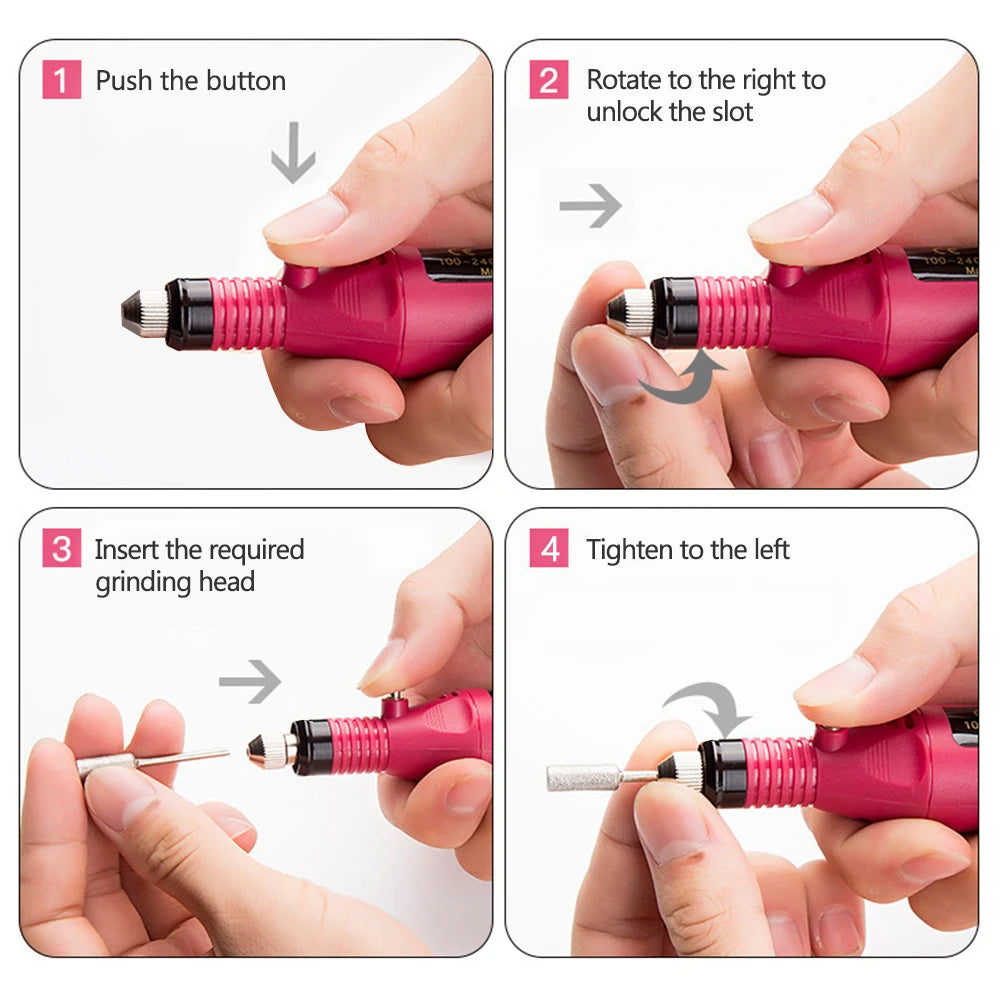 💖 YIKOOLIN Electric Nail Drill Kit – 20,000 RPM Nail File