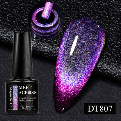 MEET ACROSS 7ml 9D Rainbow Cat Magnetic Gel Nail Polish For Nails Glitter Semi-Permanent UV Gel Nail Art Varnish Manicure Glowena shop