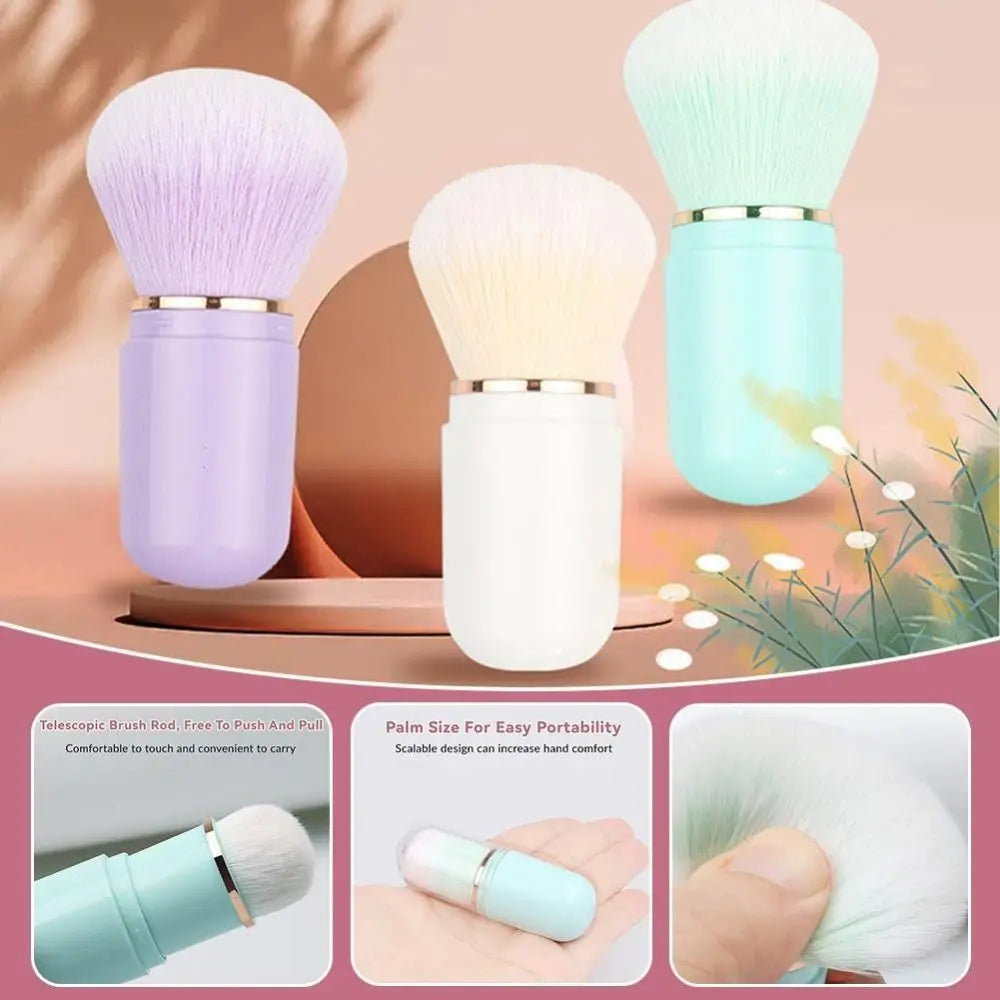 Hot Retractable Retractable Kabuki Brush Capsule-shape Multifunctional Travel Makeup Brush Cute Nail Powder Brush for Blusher Glowena shop